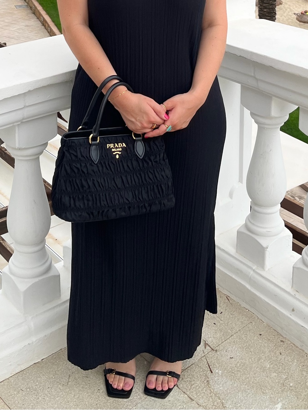 Prada Milano Black Tessuto Nylon Gaufre Small Tote - Picture 10 of 10